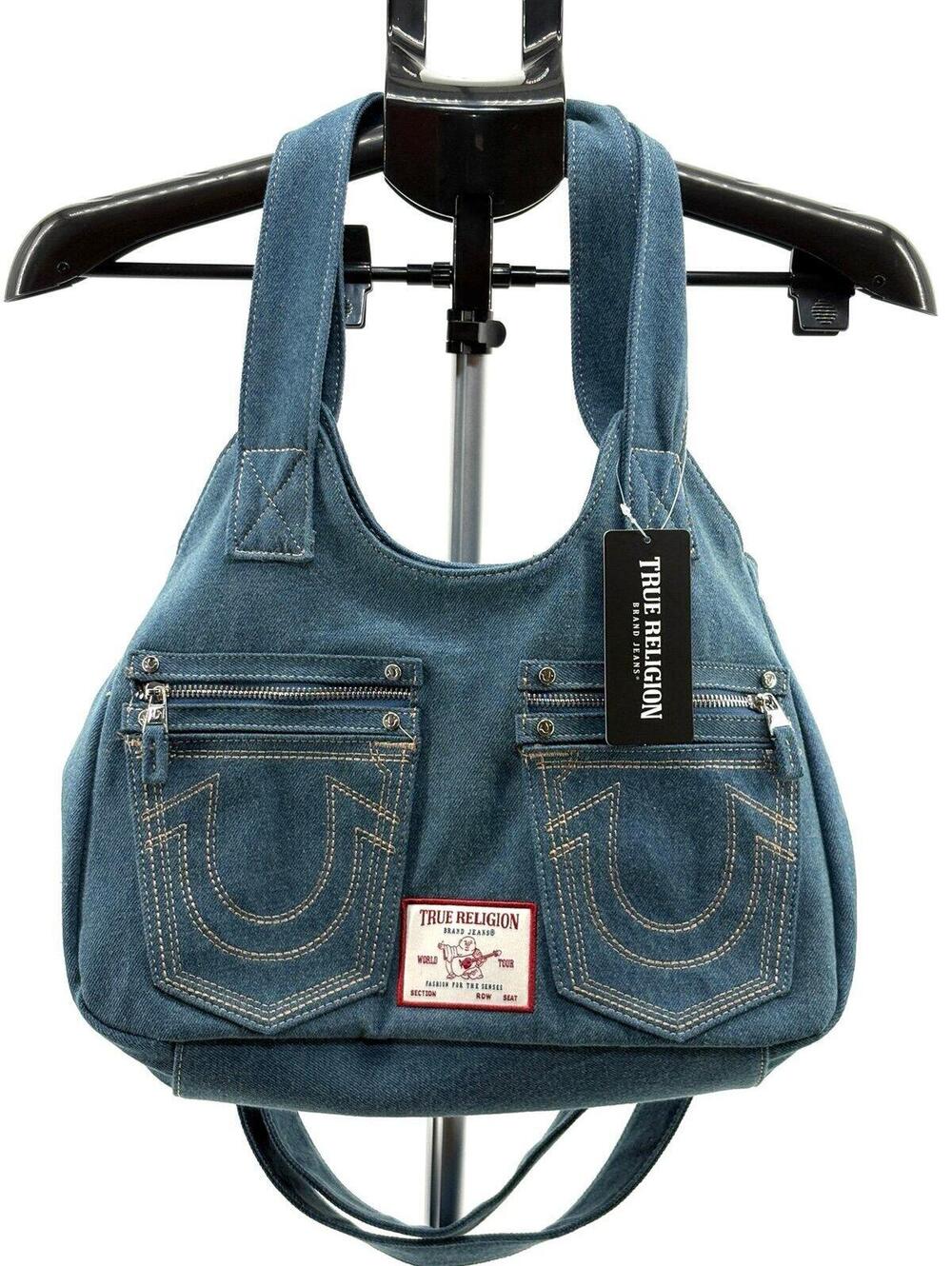 True Religion Horseshoe Stitched Denim Shoulder Bag